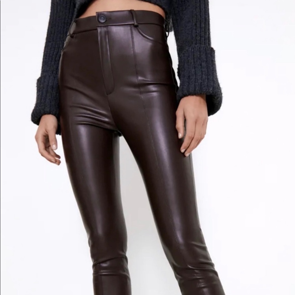 Zara hi- rise faux leather leggings